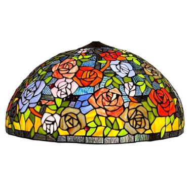 Imagem de Cúpula de Abajur Estilo Rosa, 50 cm (20 polegadas), Grande, em Vitral, Elegante, 1 Peça, Acessórios para Abajur Tiffany, para Luminária de Mesa, Luminária de Chão, Luminária Pendente, Multic