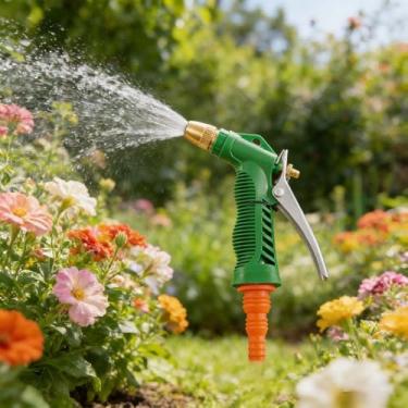 Imagem de Bocal de mangueira de jardim, pistola de água de alta pressão, pulverizador de mangueira de jardim ajustável para rega, limpeza e uso externo (verde)