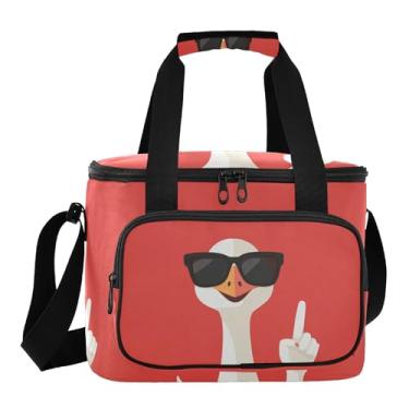 Imagem de Lancheira vermelha de ganso engraçada, bolsa térmica de viagem, lancheira isolada