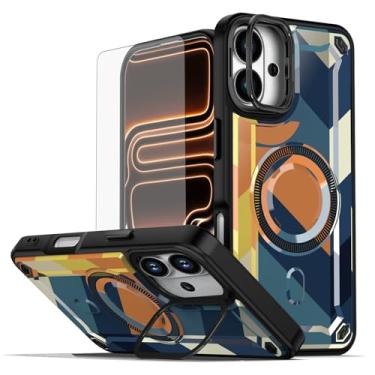 Imagem de Asuwish Capa de celular para iPhone 17 de 6,3 polegadas com protetor de tela de vidro temperado e carregamento sem fio pintado, proteção à prova de choque, suporte rígido i Phone17 i17 17 capa