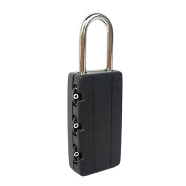 Imagem de Sonew Mini Cadeado Com Senha de Combinação de 3 Dígitos, Cadeado Seguro para Bagagem para Mala, Bolsa de Viagem, Diário de Estudante, Aço Inoxidável ABS 61x22x9mm (BLACK)