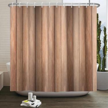 Imagem de Cortina de chuveiro rústica de madeira rústica fazenda vintage madeira grunge prancha celeiro vida campestre impermeável banheiro cortina de banheiro 145 x 213 cm/LxA cortina de chuveiro de tecido