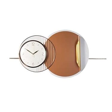 Imagem de Relógio de parede moderno de luxo moderno relógio decorativo grande para sala de estar fundo de parede criativo relógio de parede sala de estar relógio de parede (cor: latão) (1)