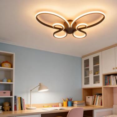 Imagem de Luminária de teto moderna em LED, regulável com controle remoto, para sala de jantar, luminária pendente criativa para quarto, sala de estar infantil e cozinha (preta)