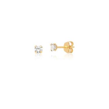 Imagem de Par De Brincos De Pedra Unisex 3mm Em Ouro 18k Ab16 - MAEHLER, Dourado