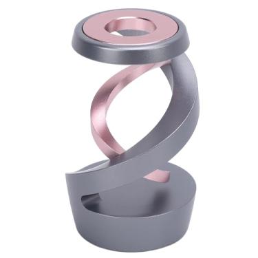 Imagem de SIWOTED Desktop Levitante Giroscópio Espiral Giroscópio Mesa Ornamento Metal Desktop Giroscópio Suspenso para Home Office (Cinza + Ouro Rosa)