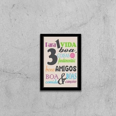 Imagem de Quadro Receita Para Uma Vida Boa 45X34Cm Com Vidro Preta