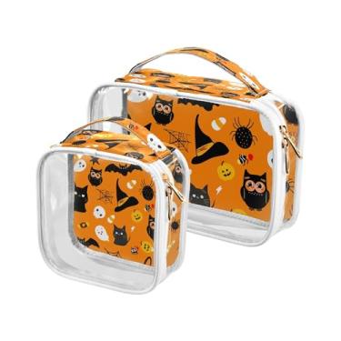 Imagem de xigua Bolsa de maquiagem de Halloween para mulheres, bolsa de cosméticos transparente de viagem, bolsa de higiene portátil à prova d'água para viagens, férias, organização de banheiro