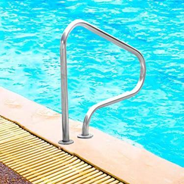 Imagem de KIDYBO Trilhos de piscina para piscina enterrada, trilho de fácil montagem manual, corrimãos de piscina de 3 curvas, corrimãos de entrada de piscina de segurança, aço inoxidável 304