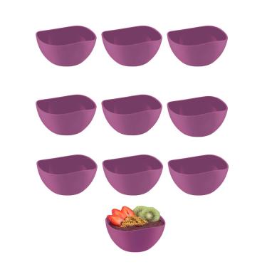 Imagem de Tigela Bowl Jogo de Sobremesa Cremeira Pote Roxo Magenta 10un