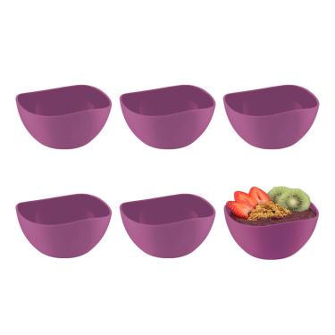 Imagem de Tigela Bowl Jogo de Sobremesa Cremeira Pote Roxo Magenta 6un