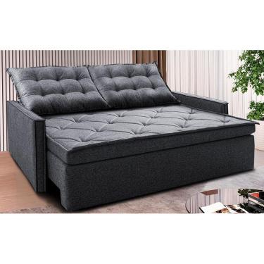 Imagem de Sofá Sem Caixa Retrátil E Reclinável 1,85m Cama Inbox Flat Linho Cinza Escuro