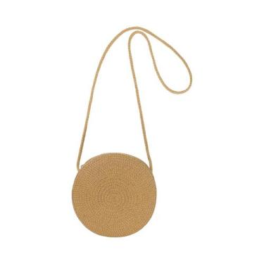 Imagem de Bolsa Transversal Feminina Minimalista De Palha Redonda Estilo Vocatio