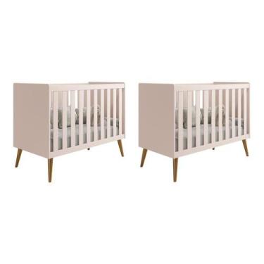 Imagem de Kit Gêmeos Berço Americano Isis - Reller Móveis, Rosa