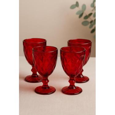 Imagem de Taça Vidro 340 Ml Diamond Rubi 4 Unidades Vermelho - Lanty