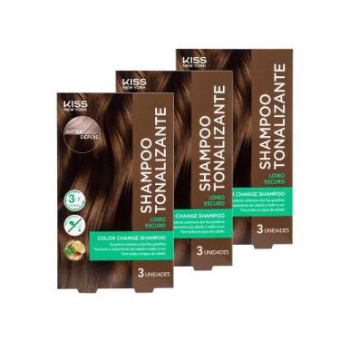 Imagem de Kit com 3 Shampoos Tonalizantes Color Change Loiro Escuro - Kiss New Y