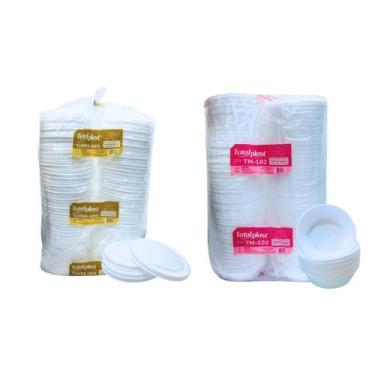 Imagem de Kit Marmitex com Tampa de Isopor Total Plast 750ml  100 unidades cada 