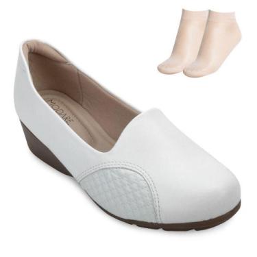 Imagem de Sapato Modare Anabela e Meia MD24-70142, Branco, Caramelo, 36