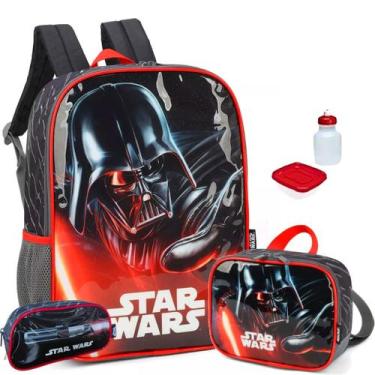 Imagem de Kit Mochila Infantil Star Wars Disney Costas Tam G Escolar Lancheira T