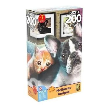 Imagem de Jogo Quebra Cabeça Melhores Amigos Pets Cachorro Gato 200pçs - grow