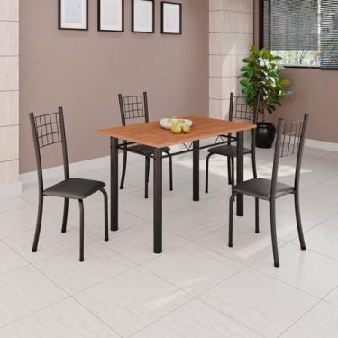 Imagem de Conjunto de Mesa Tubular 100x60cm Tampo em MDF e 4 Cadeiras Dany Preto