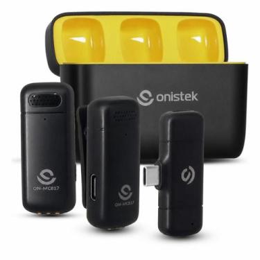 Imagem de Kit 2 Microfone Lapela Sem Fio Profissional Usb C Com Estojo - Onistek