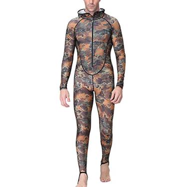 Imagem de Roupa de mergulho e vela masculina camuflagem proteção UV Rash Guard Secagem rápida mergulho terno para snorkel, Camo, 2XL(Fit 170-190lb)