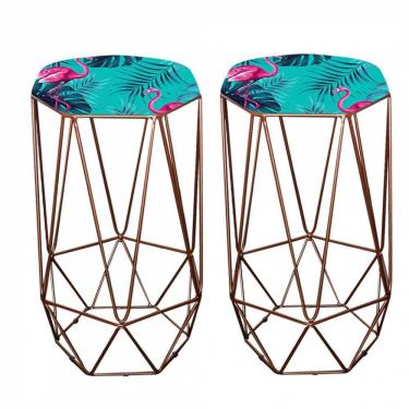 Imagem de Kit 02 Banqueta Bronze Flamingo Azul