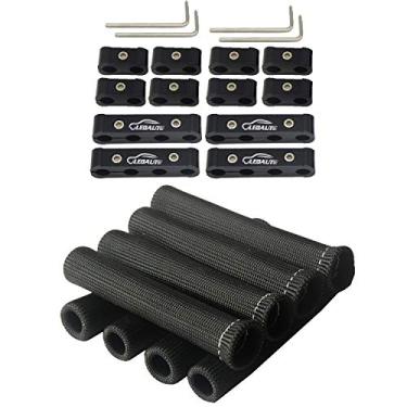 Imagem de LEDAUT Protetor de escudo térmico para vela de ignição 8 cilindros preto e 12 peças separador de fios da vela de ignição do motor, protetor de fio para vela de ignição com divisória, adequado para 8 mm, 9 mm, 10 mm