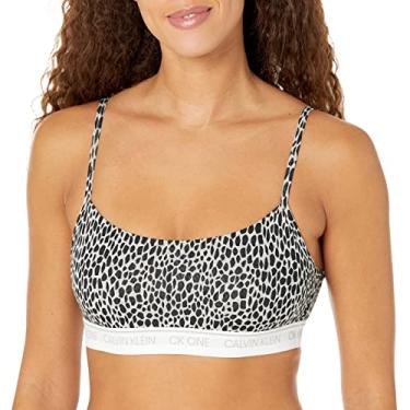Imagem de Calvin Klein Sutiã feminino CK One de algodão sem forro, Estampa de mini girafa, cinza mesclado, P