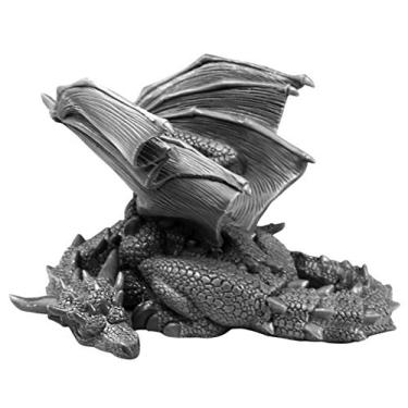 Imagem de Figura miniatura de dragão reclinável, 100 mm - resina de poliuretano 100% não tóxica - para jogos de guerra com escala de 28 mm - projetado e feito nos EUA - Miniaturas Stonehaven