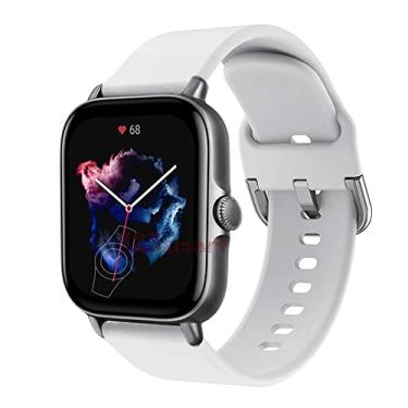 Imagem de Pulseira de Silicone Colorido Marca 123Smart Compativel com GTS/GTS 2 / GTS2e / GTS2 mini/GTS 3 / Bip/Bip U/BipU pro/GTR 42mm- branco