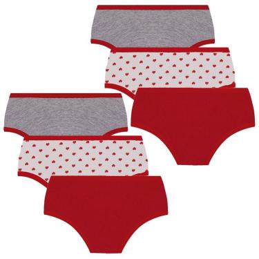 Imagem de Kit 6 Calcinhas Infantil Lobinha Estampada Basica Macias Lupo