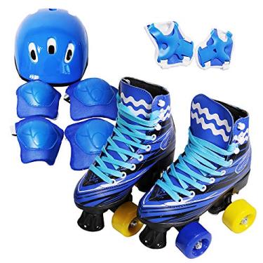 Imagem de Patins 4 Rodas Roller Classico C/KIT Proteção Bw021 32/33 AZUL