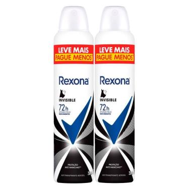 Imagem de Kit 2 Desodorante Antitranspirante Aerosol Feminino Rexona Invisible 72 horas 250ml Leve Mais Pague Menos
