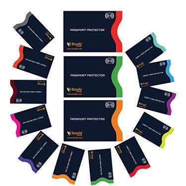 Imagem de Boxiki Travel Mangas com bloqueio de RFID, conjunto com codificação de cores | Envelopes de bloqueio de RFID e capas de passaporte para prevenção de roubo de identidade, Azul marinho, Azul-marinho -