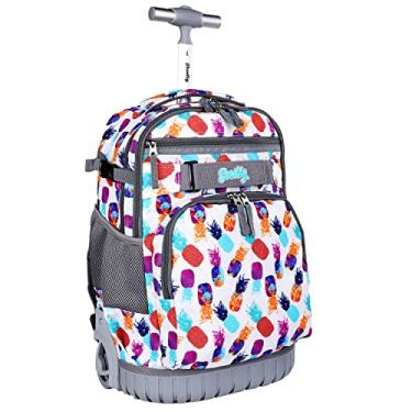 Imagem de seastig Mochila com rodinhas de 45,7 cm, mochila com rodas, bolsa de mão para laptop para adultos, crianças, viagem escolar, Abacaxi, 18in