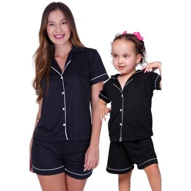 Imagem de Pijama Mae e Filha Americano Blusa com Gola e Short Brenda  feminino