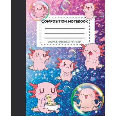 Imagem de Axolotl Journal, caderno de composição com pauta ampla: diário Axolotls fofo 19 x 23,5 cm 100 páginas.: Cadernos de composição Kawaii fofos para meninas e meninos adolescentes | Diário forrado |