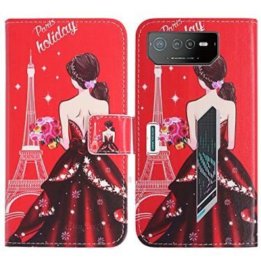 Imagem de TienJueShi Dream Girl Fashion Stand TPU Silicone Book Stand Flip PU Leather Protector Phone Case para Asus ROG Phone 6D 6.8 polegadas Capa Etui Wallet