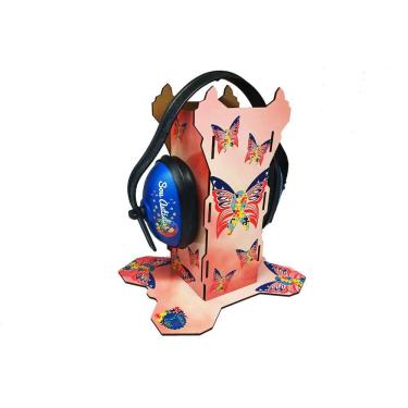 Imagem de Suporte para Abafador de Ruidos Borboletas Rosas com Abafador Azul