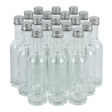 Imagem de PELLAH GOODS Mini garrafa de licor de 50 ml (48 g) com tampa à prova de vazamento e vedação termorretrátil, tampas de alumínio prateado, pacote com 24, para bebidas alcoólicas de vinho e gengibre