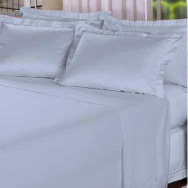 Imagem de Jogo de Lençol King 4 Peças – Percal 300 Fios 100% Algodão – Azul – Macio e Durável | CURI HOME