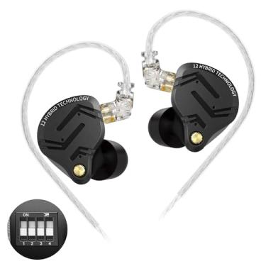 Imagem de keephifi ZS12 Pro X in Ear Monitor, 1DD 5BA Tuning HiFi IEM fones de ouvido intra-auriculares para jogos, monitores intra-auriculares de metal CNC com cabo destacável de 2 pinos C para motores de