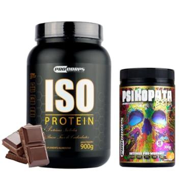 Imagem de Whey Protein Isolado Sem Lactose Em Pote De 900g + Pré Treino Psikopata Beta 300g - Pro Corps (900g, Chocolate - Tangerina)