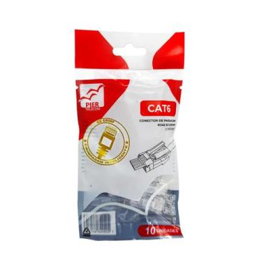 Imagem de Embalagem Com 10 Conectores RJ45 Cat6 de Passagem EZ Crimp - Pier Tele