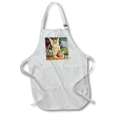 Imagem de 3dRose Avental de comprimento total do anjo da guarda, 61 x 76 cm, branco, com bolsos