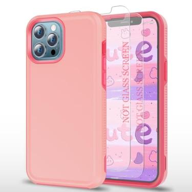 Imagem de AYMECL Capa para iPhone 12 Pro Max, [proteção contra quedas de grau militar de 15 pés] pacote com 2 [protetores de tela autorreparáveis], capa resistente à prova de choque, rosa