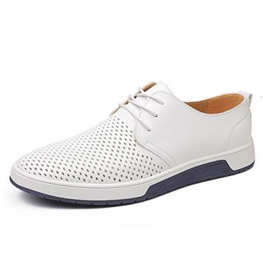 Imagem de ZZHAP Tênis masculino casual Oxford respirável liso fashion, Branco, 43