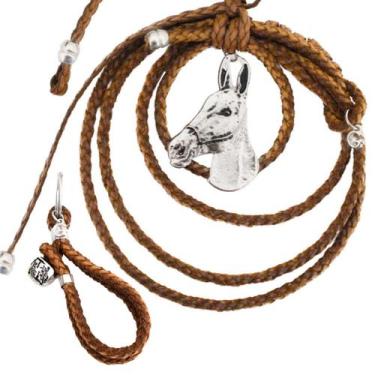 Imagem de Laço Adorno de Couro Trançado P/ Retrovisor Jumento Country Marrom + C